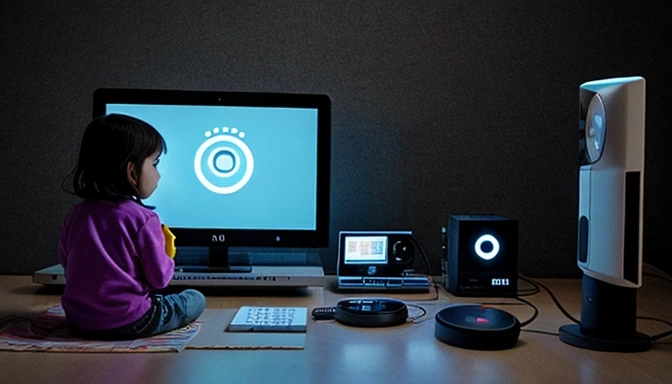 child playing with electronic gadgets